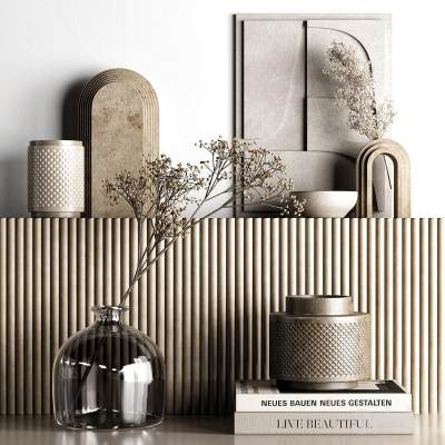 现代饰品摆件 花瓶花卉 干花 书本书籍 干芦苇